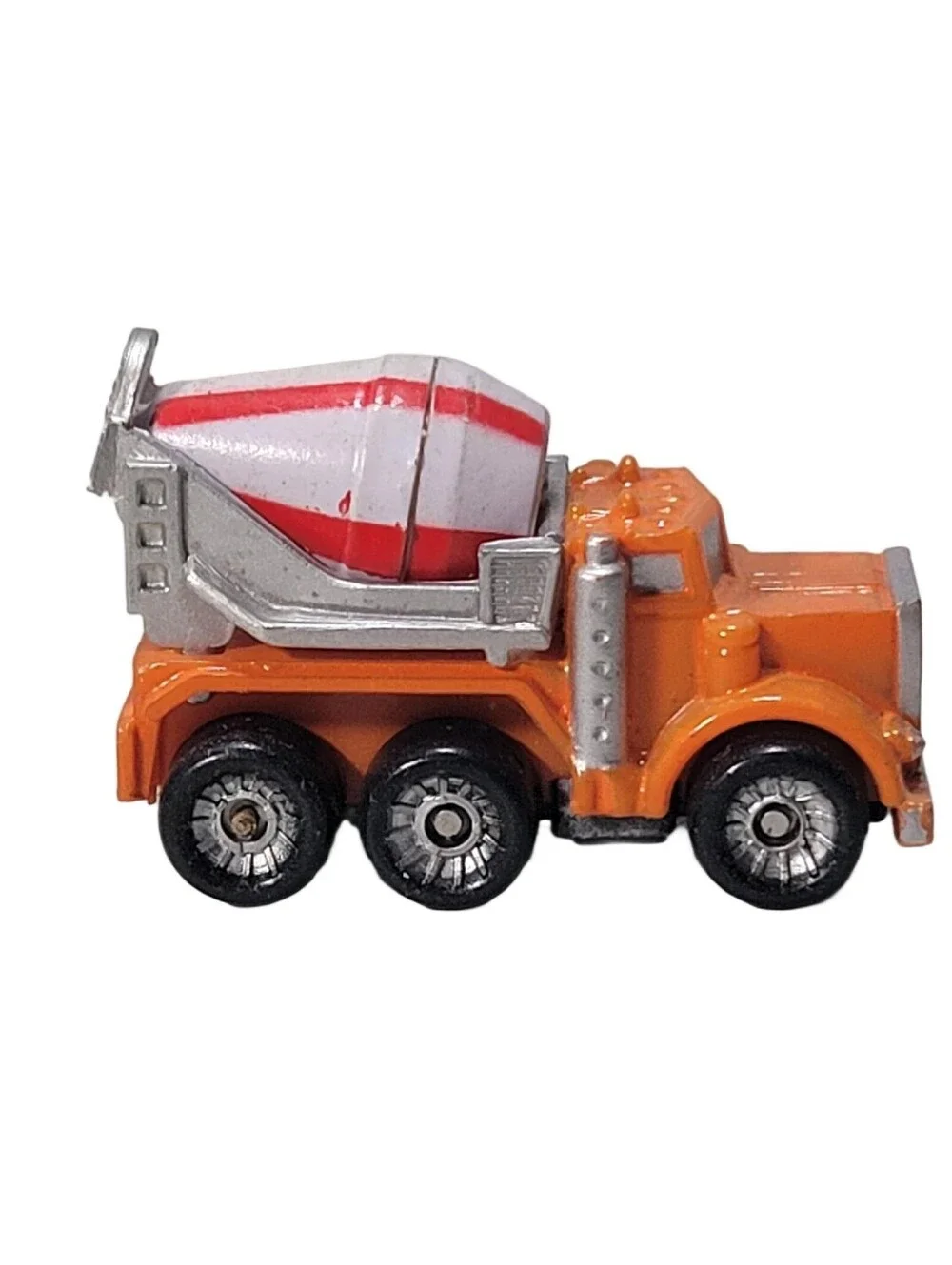 Micro Machines Construction Cement Mixer Orange White Stripe Galoob 1987